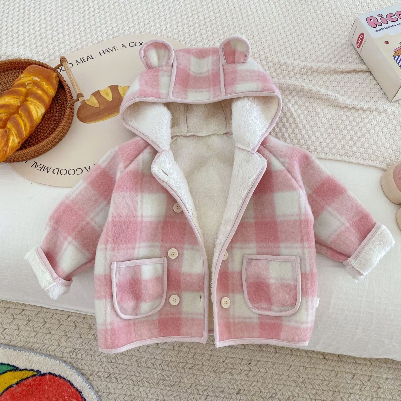 Baby Toddler Pink Girls Plaid Padded Coat