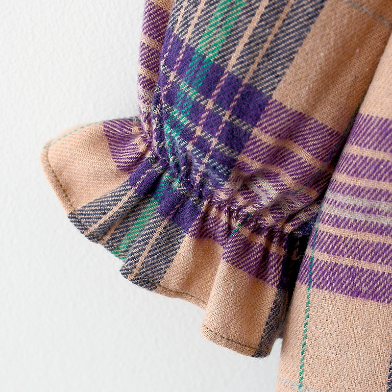 Baby Toddler Girls Classic Plaid Princess Dress（Free Bear Backpack）