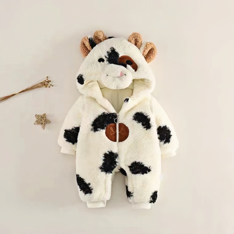 Baby Newborn Warm Cow Romper