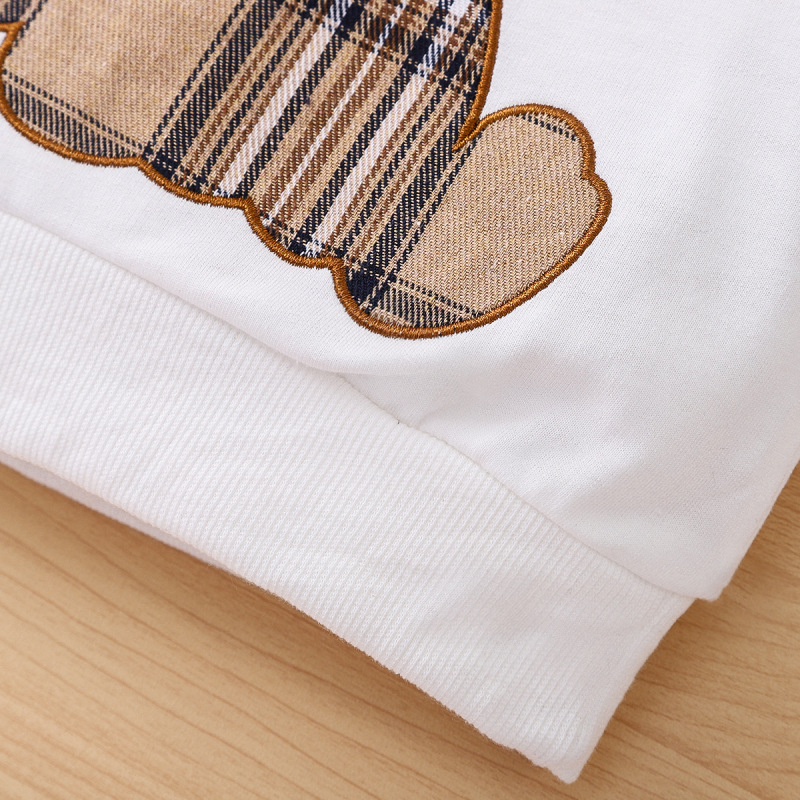 2-Piece Plaid Bear Baby Newborn Sweatshirt Set