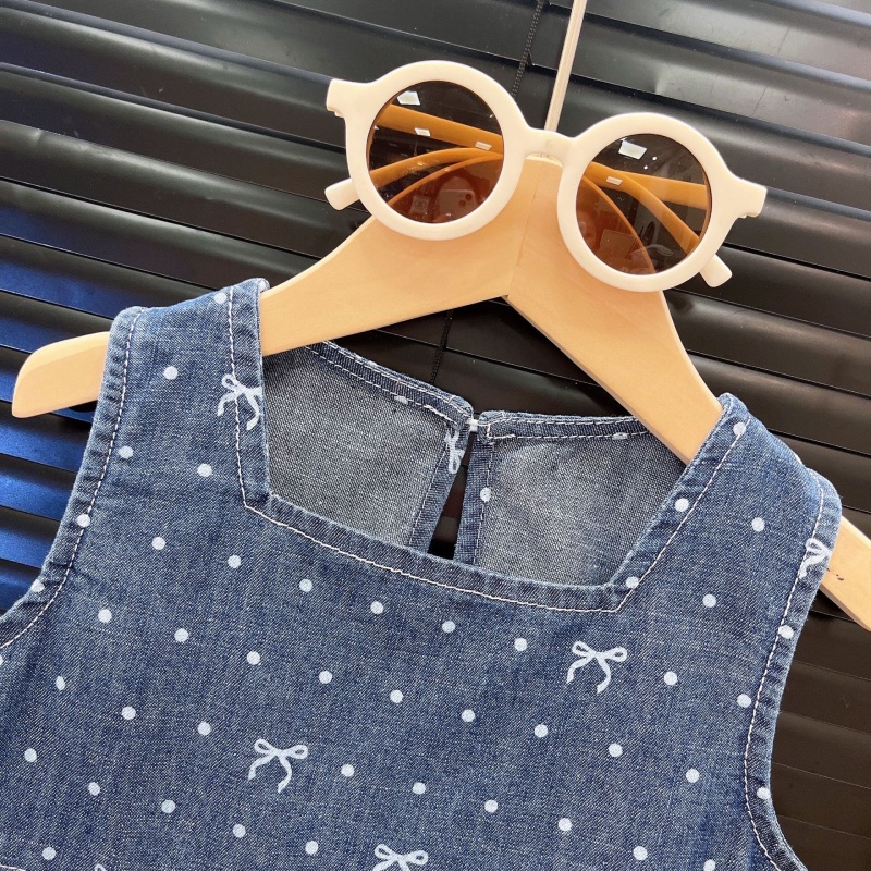 2-Piece Baby Toddler Girls Lace Denim Patchwork Set