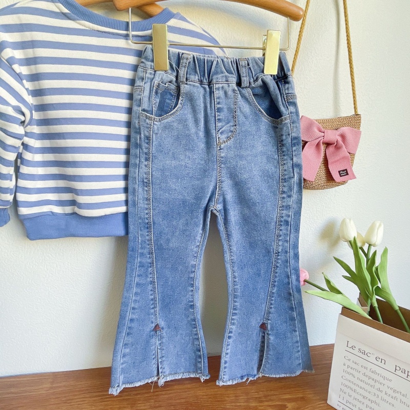Baby Toddler Girls Striped Sweatshirt & Jeans 2-Piece Set