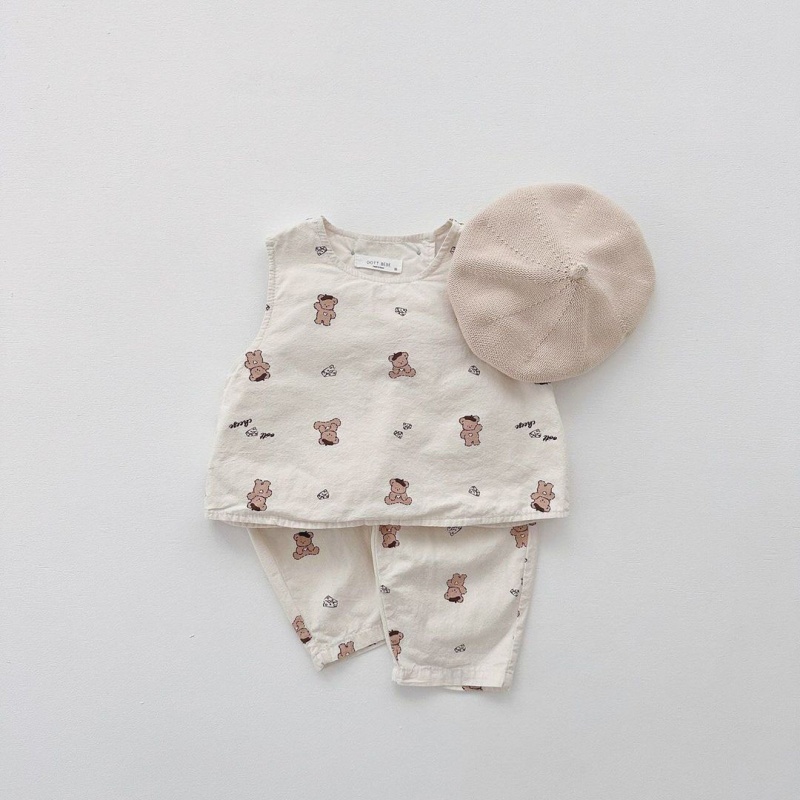 Baby 2-Piece Bear Print Vest Pants Set