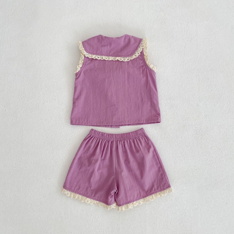 Baby Toddler Lace Patchwork Tank Top and Shorts 2-Piece Set