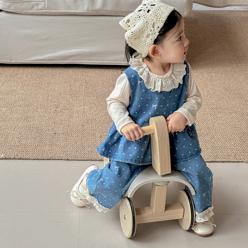 2-piece Baby Girl Printed Denim Pants Set