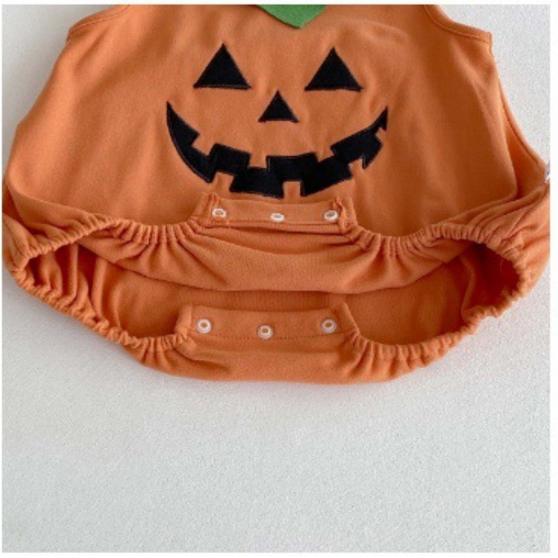 Baby Halloween Spooky Pumpkin Print Romper (with Hat)