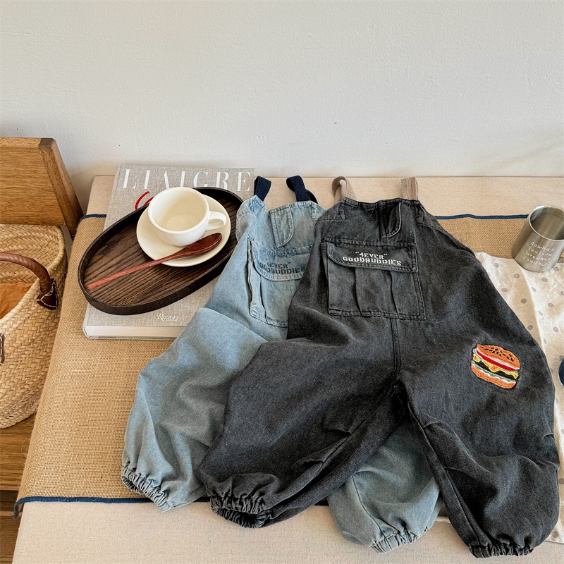 Baby Toddler Hamburger Print Denim Overall