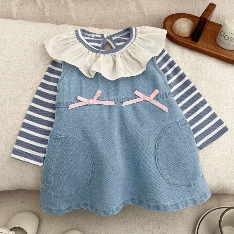 Baby Bow Denim Vest Dress
