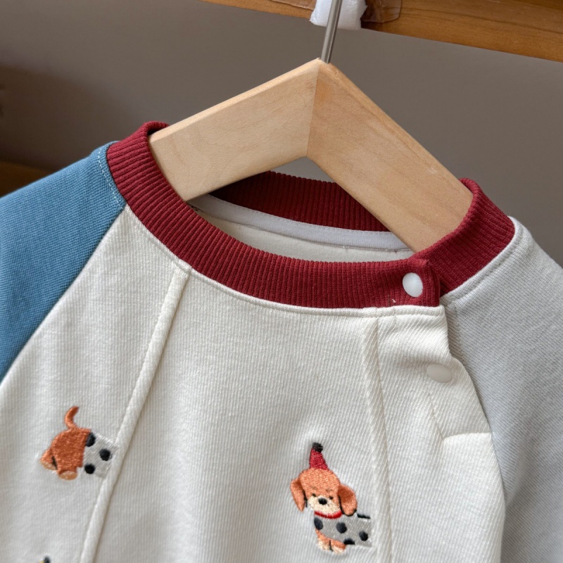 Baby Dog Print Color Block Romper