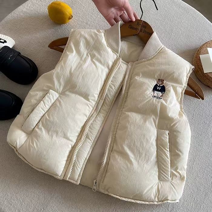 Baby Kids Bear Embroidered Quilted Vest