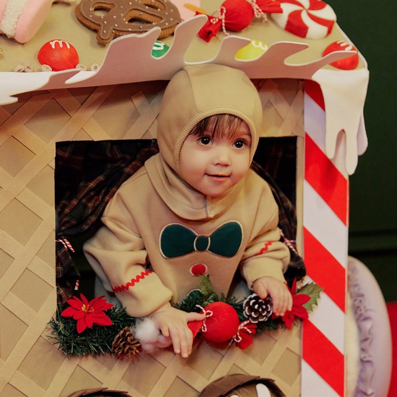 Baby Christmas Candy Print Romper
