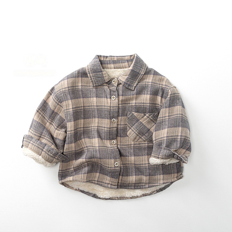 Baby Kids' Boy Plaid Print Fleece Shirt