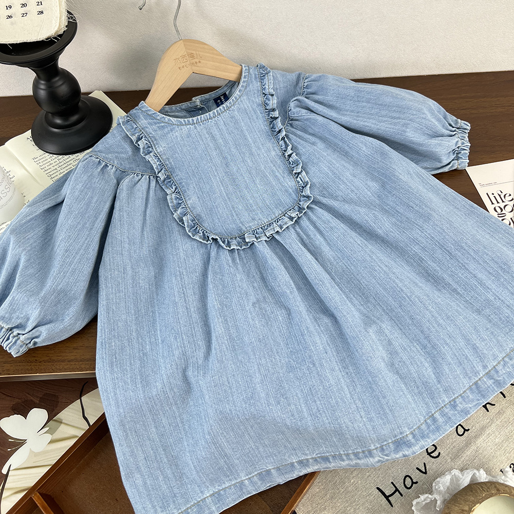 Baby Kids Girl Sweet Solid Color Denim Dress