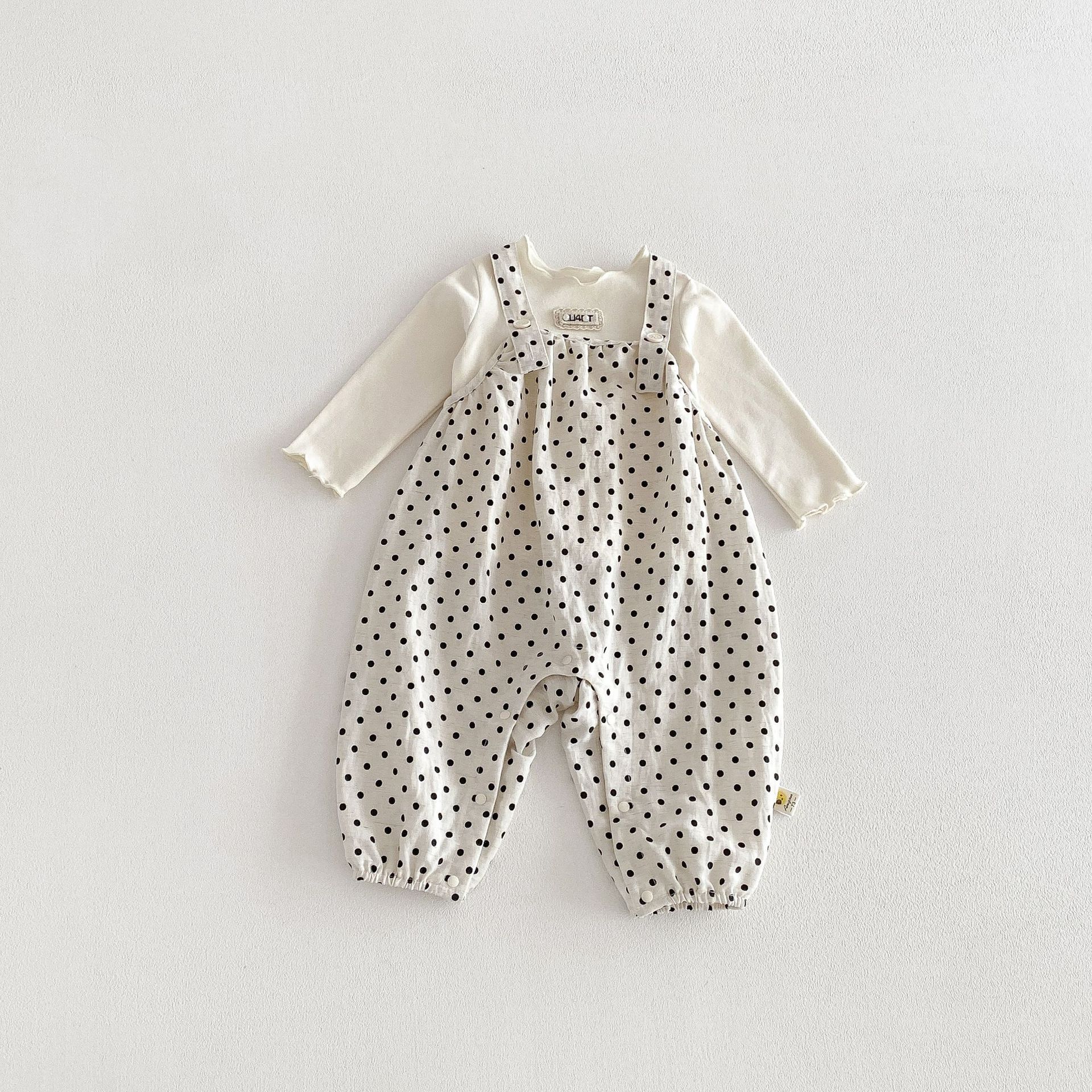 Baby Toddler Girl Dot Overalls/Solid Color Top