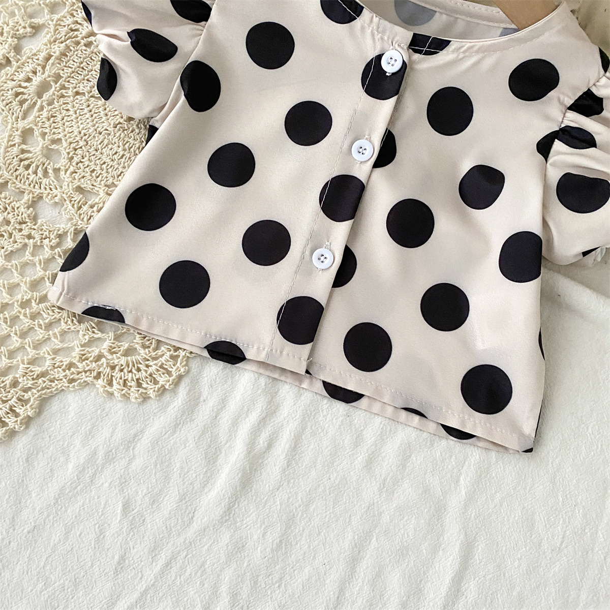 Toddler Kid Girl Beige Dot 2-piece Set