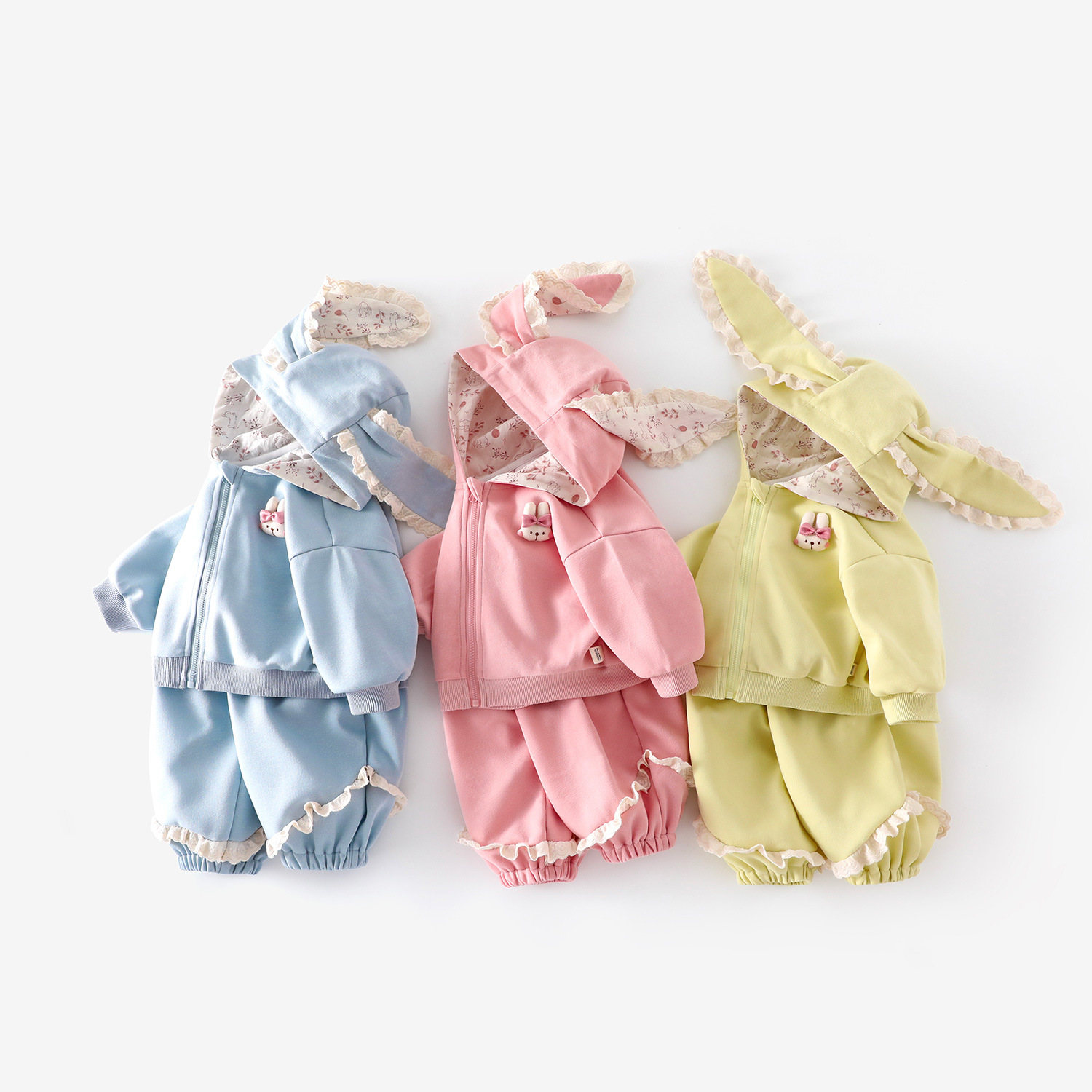 Baby Toddler Girl Rabbit Hooded 2-Piece  Sets