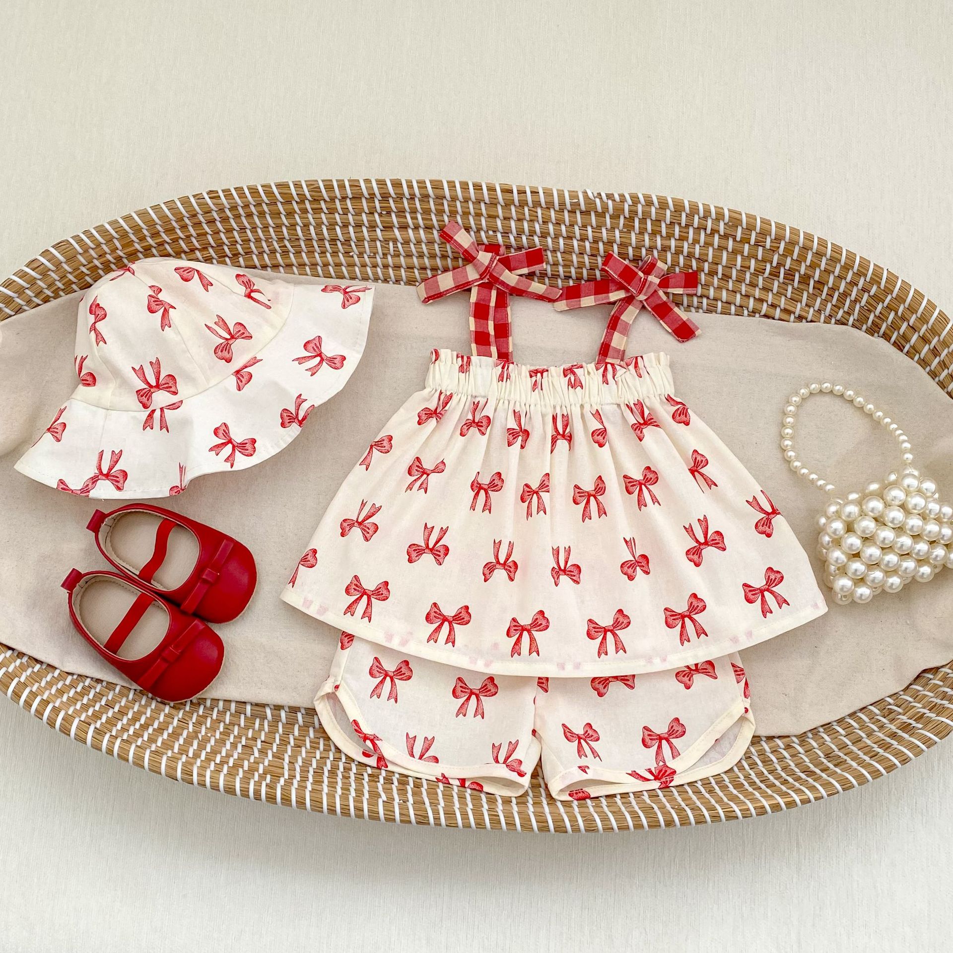 Baby Bow Tie Straps Top and Shorts Set