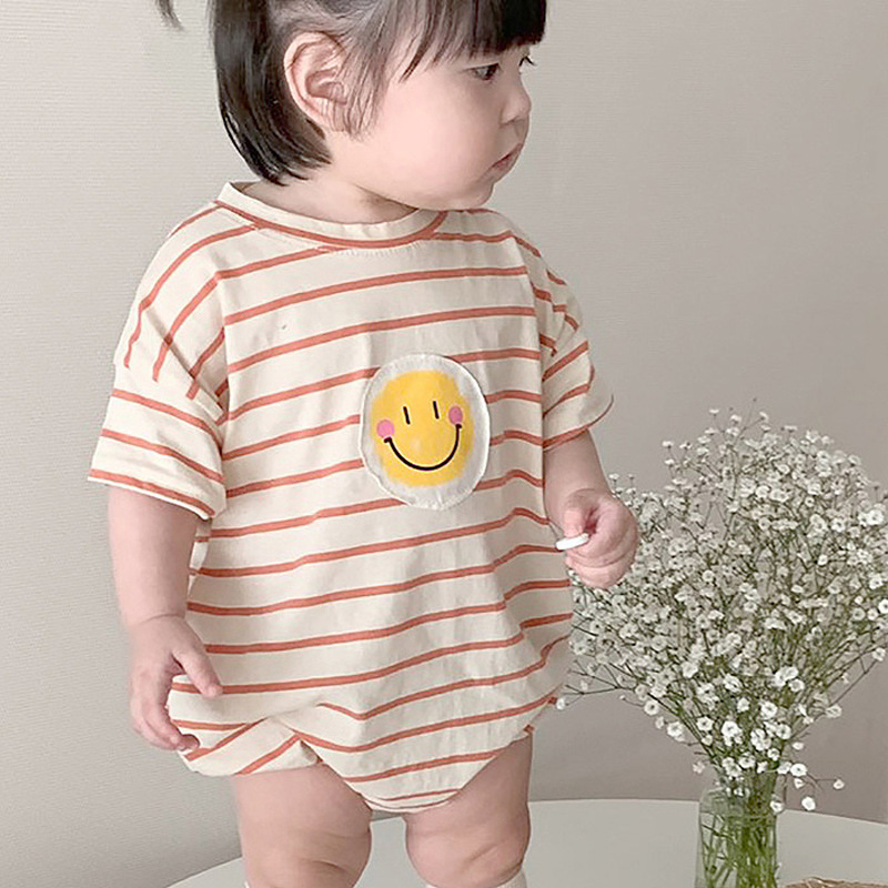 Baby Smiley-Face Striped Romper
