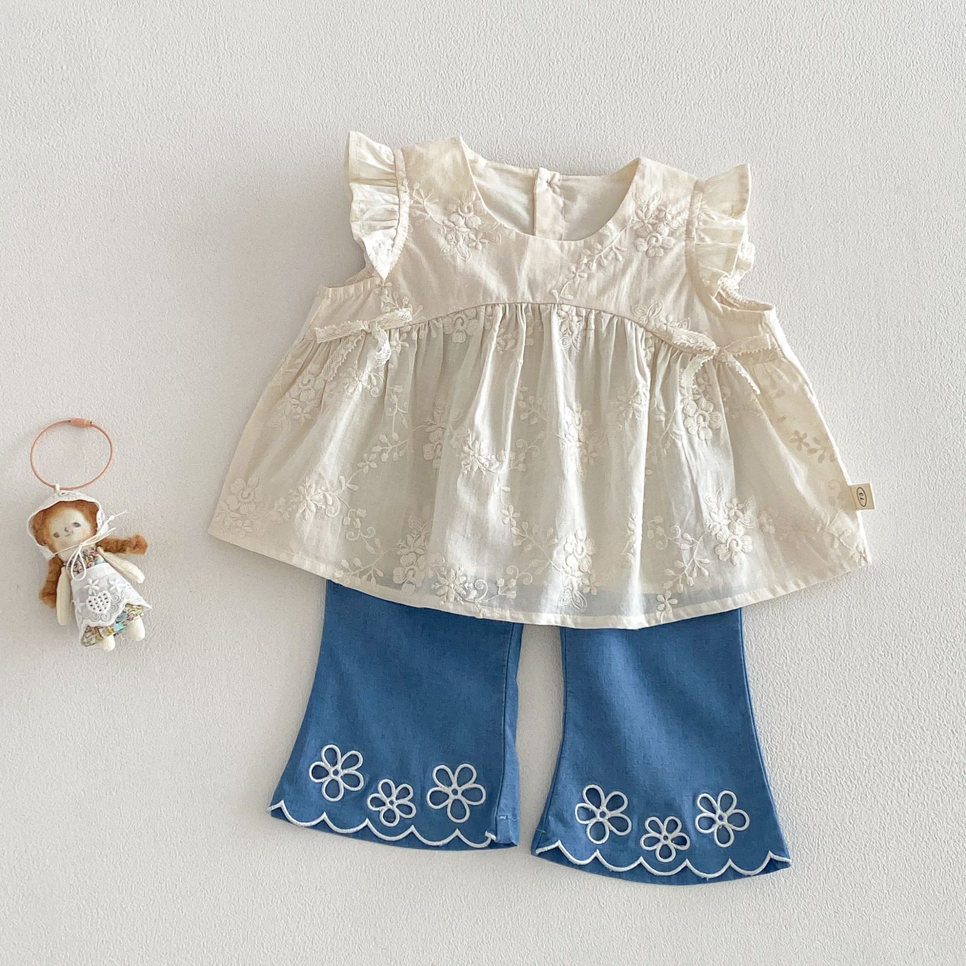 Toddler Girls Cotton Floral Lace Tank Top or Pants