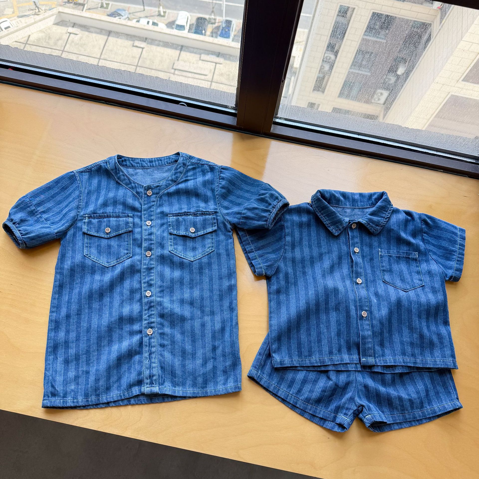 2-Piece Toddler Denim Striped Set & Dress
