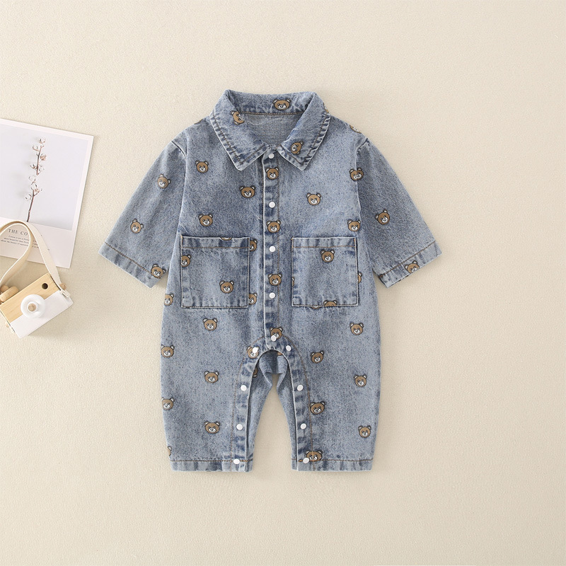 Baby Bear Polo Denim Romper