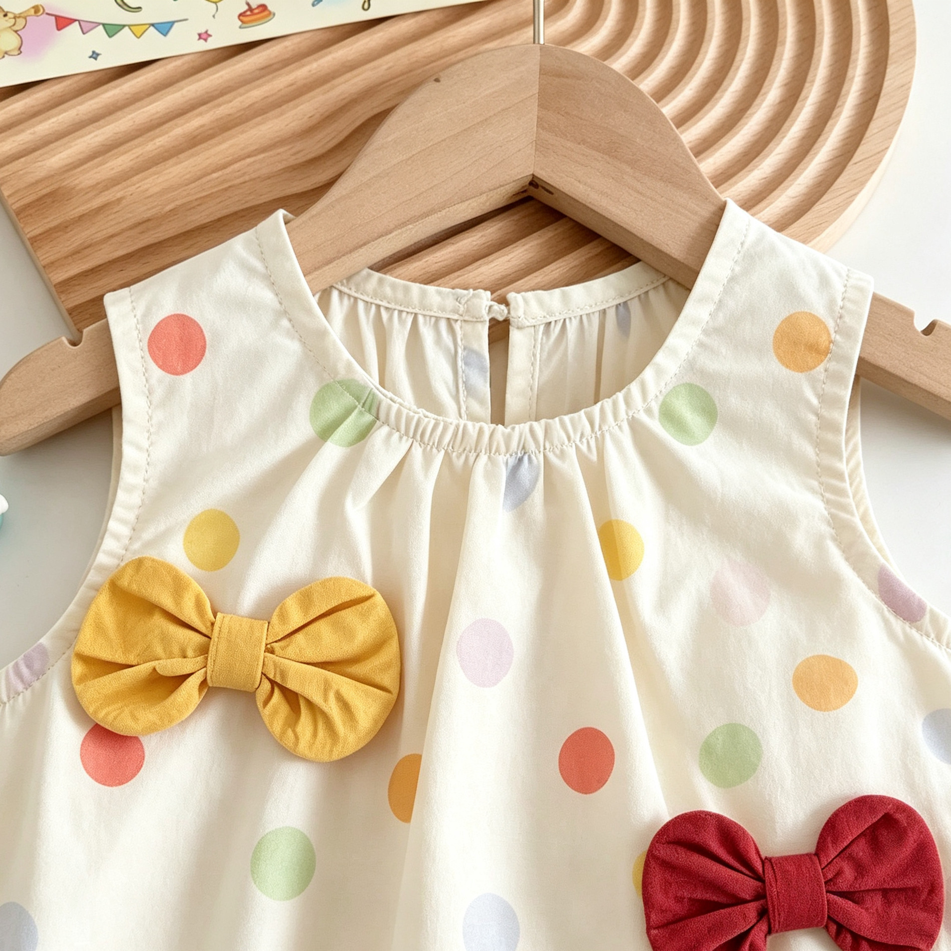Kids Colorful Dot Bow Top and Ruffles Pants Sets