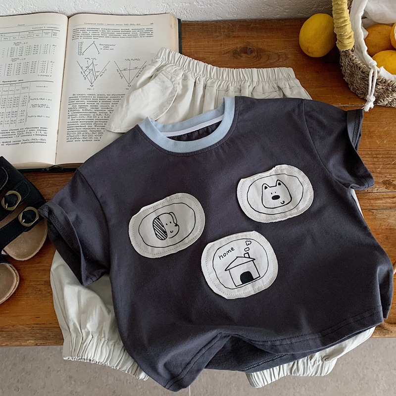 Kids Fun Puppy Letter Patchwork T-shirt