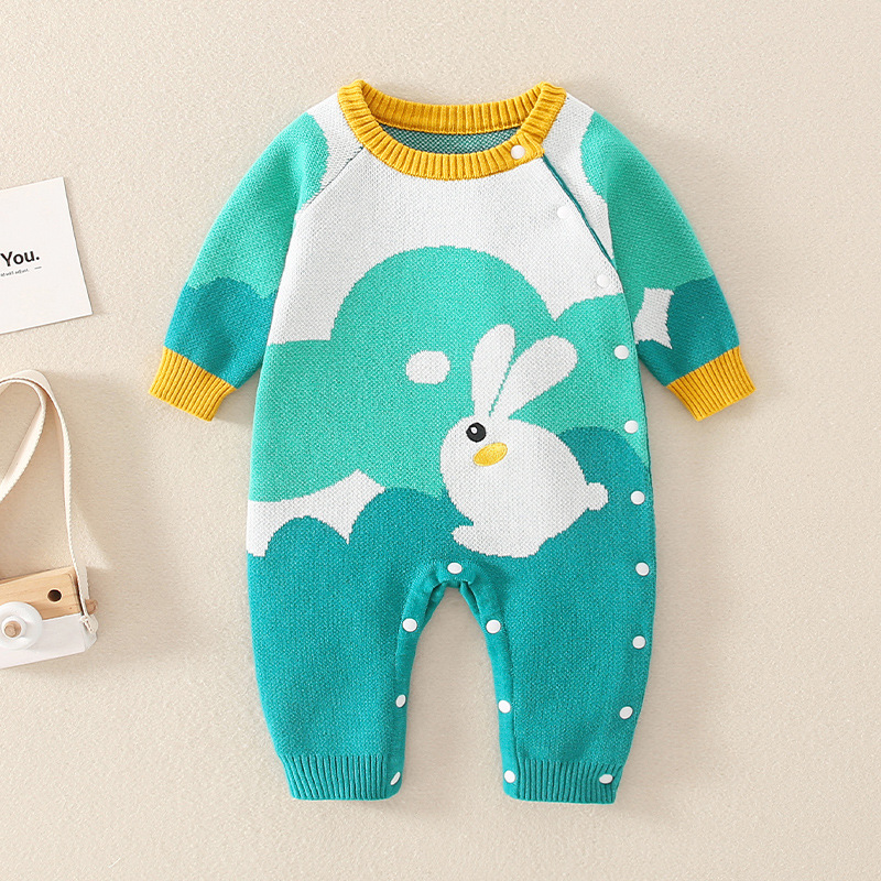 Baby Embroidered Bunny Knitted Romper