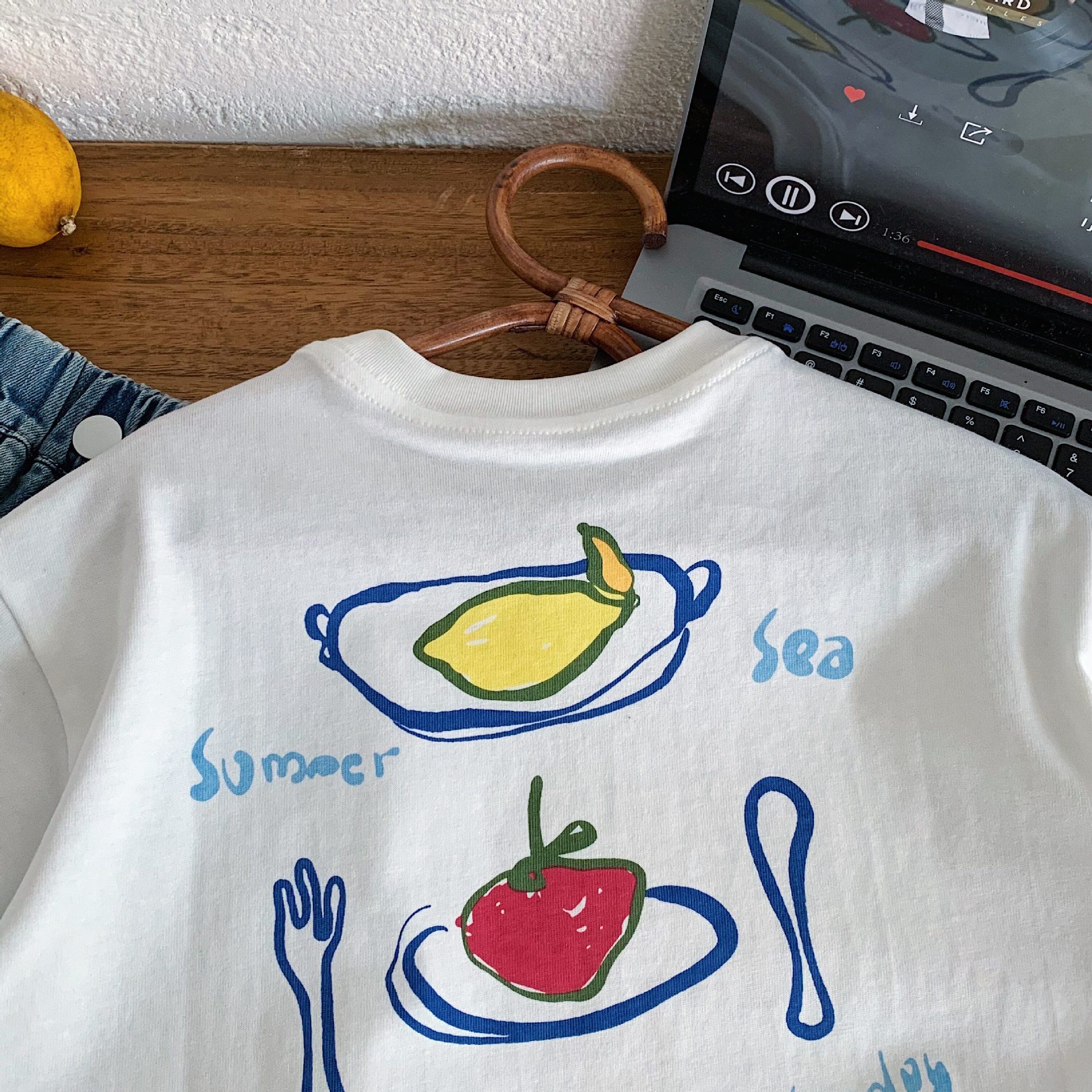 Kids Fruit Meal Print Short T-shirt