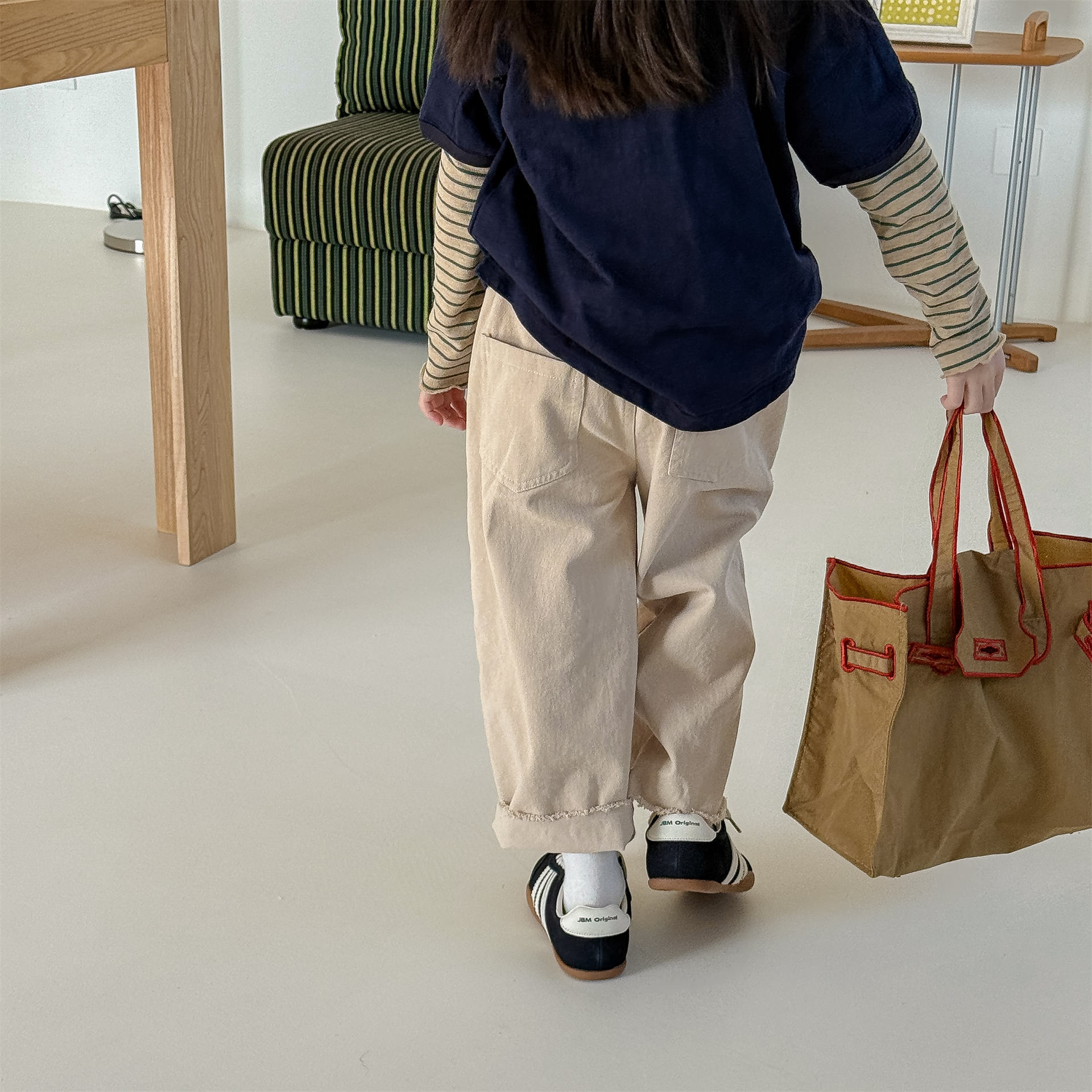 Kids Solid Color Embroidery Horse Pants