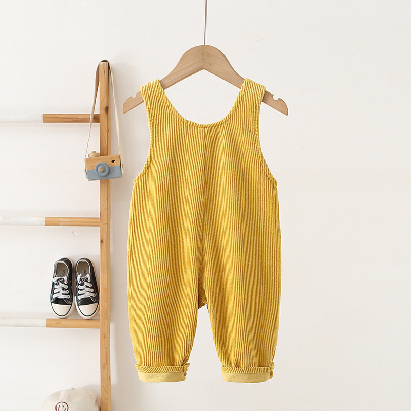 Baby Toddler Solid Color Corduroy Overalls