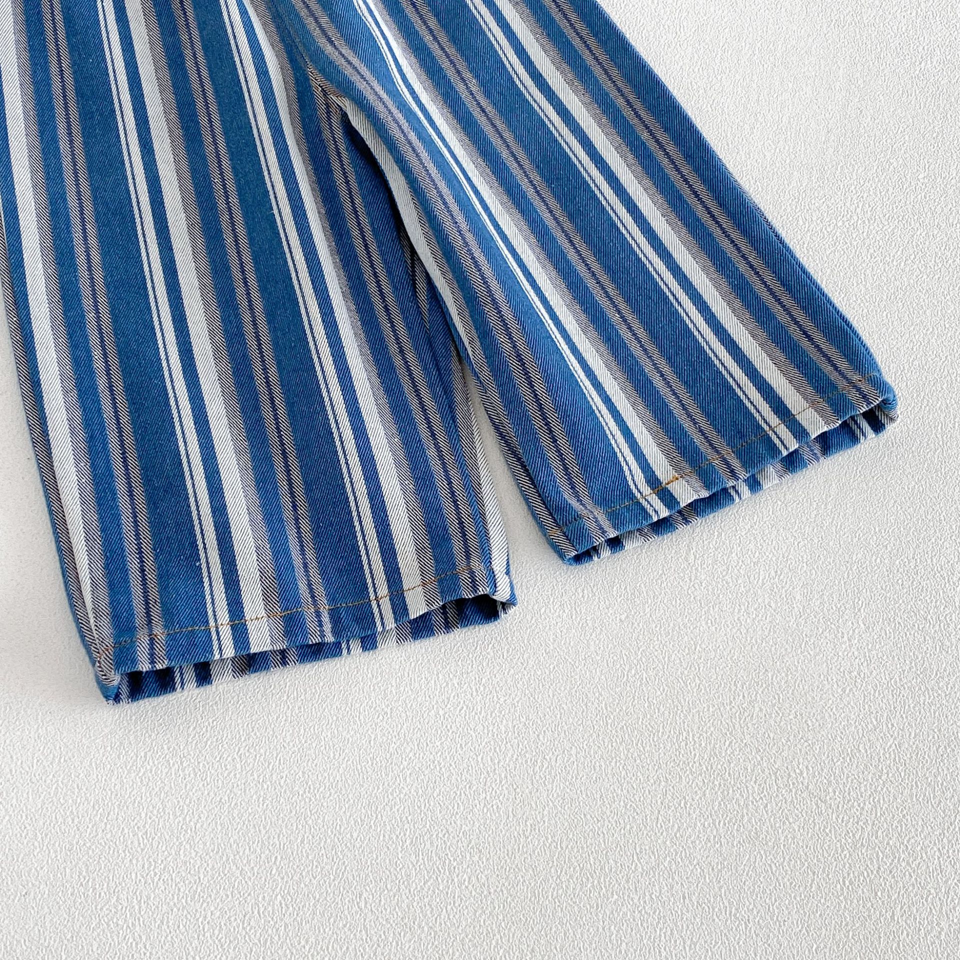 Kids Striped Letters Denim Pants