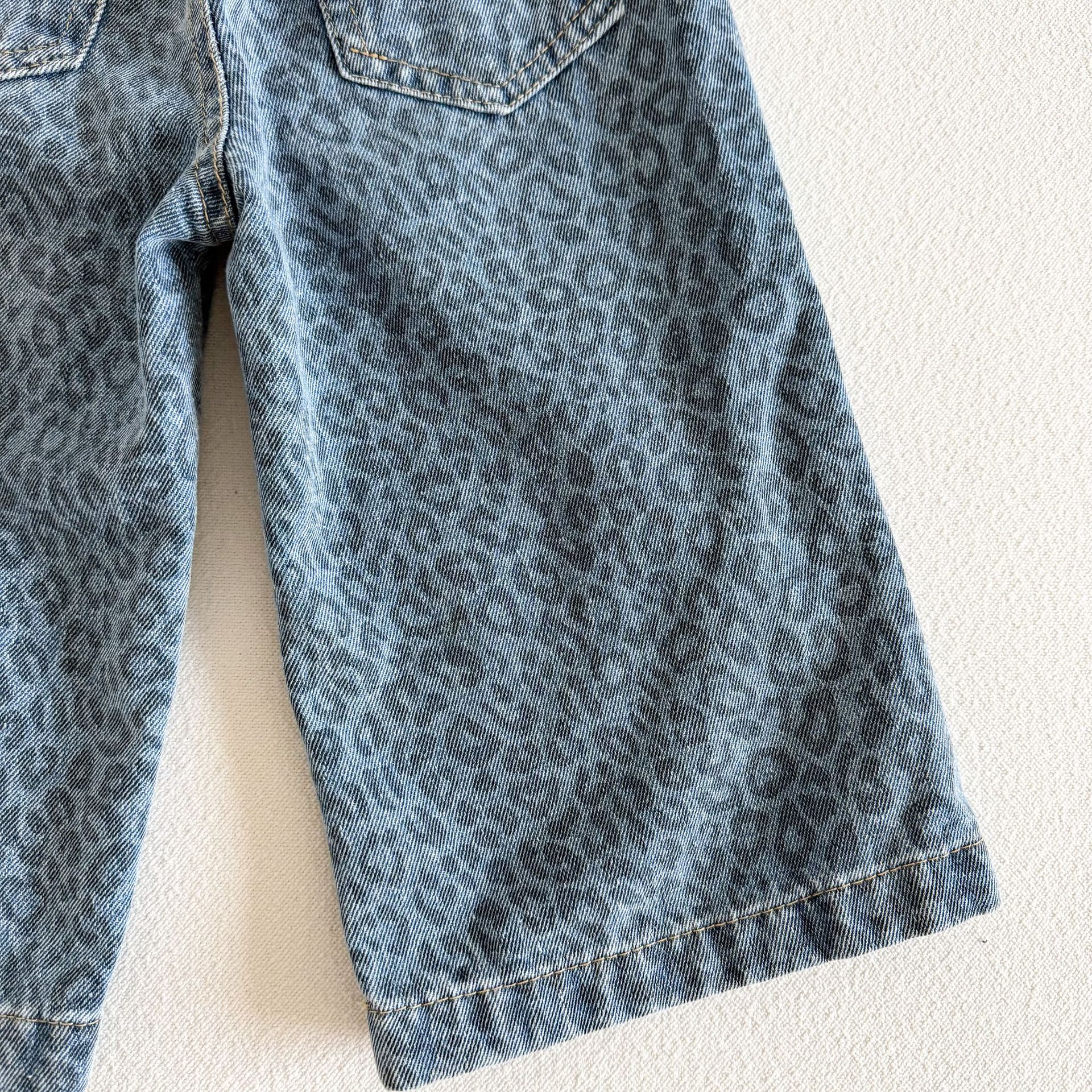 Kids Leopard Print Denim Pants