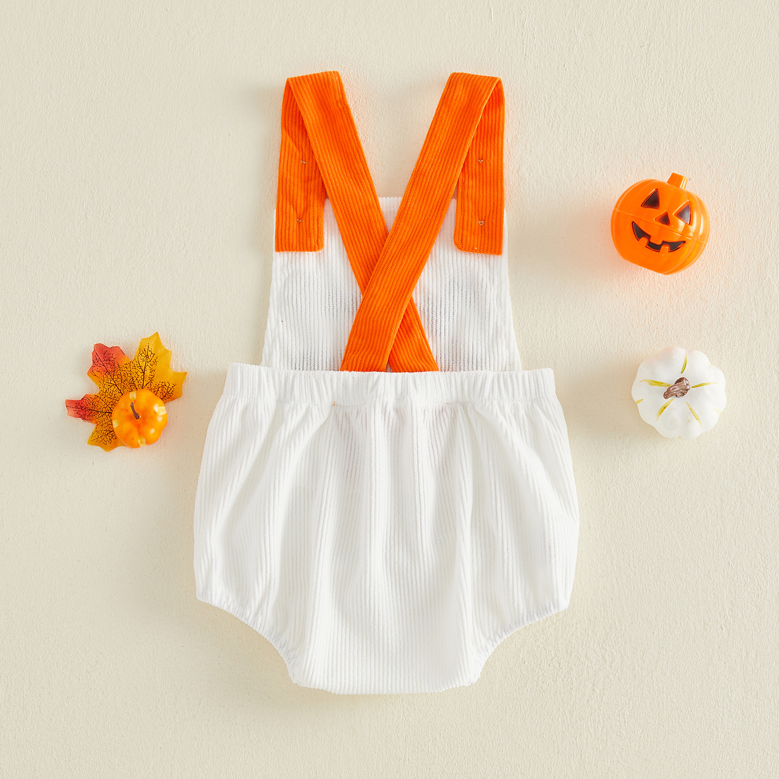 Baby Pumpkin Ghost Embroidery Romper