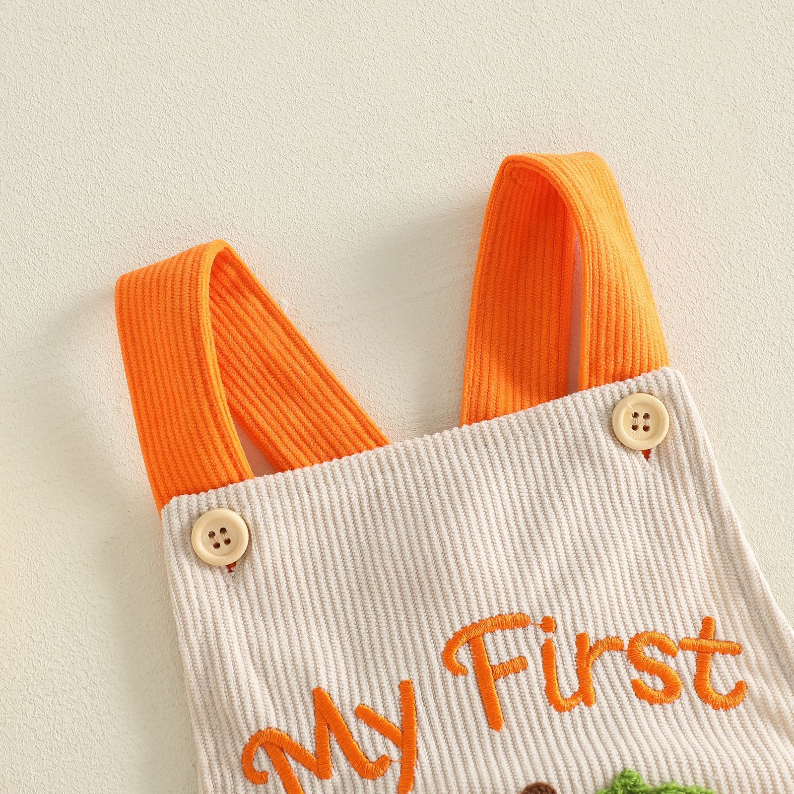 Baby Pumpkin Embroidery Waffle Onesie