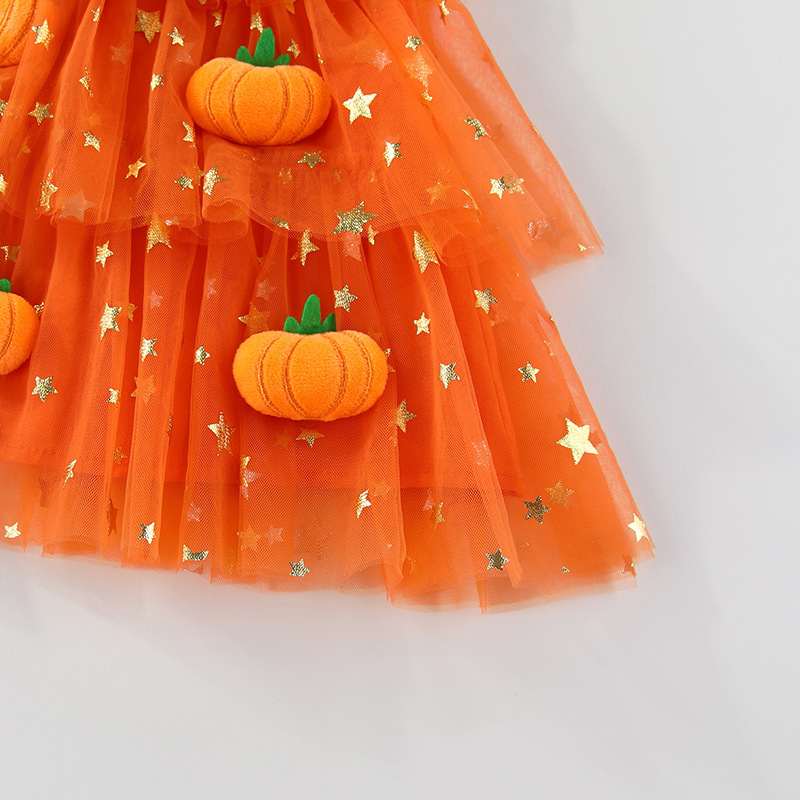 Kids Pumpkin Ghost Mesh Dress