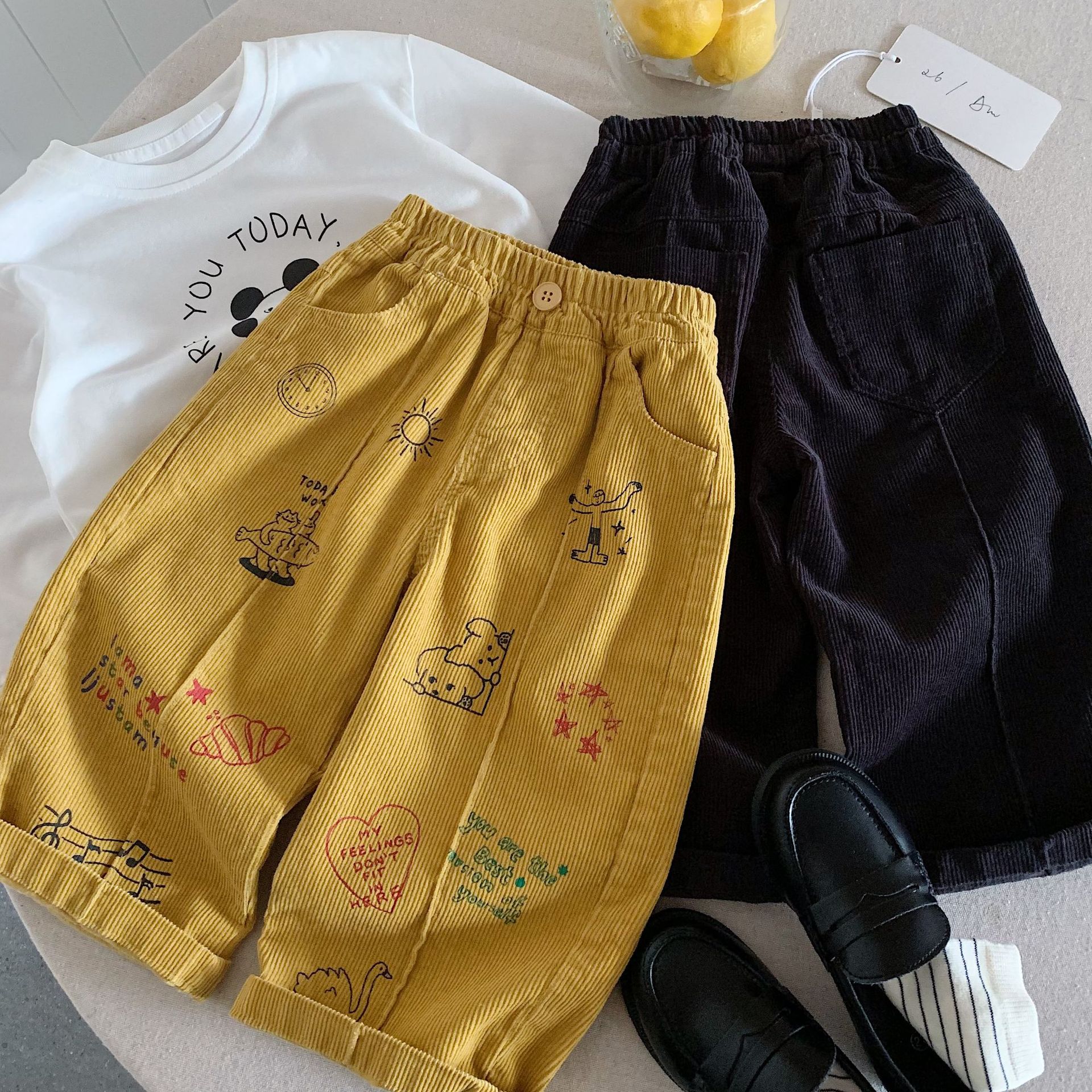 Kids Cartoon Patterns Corduroy Pants