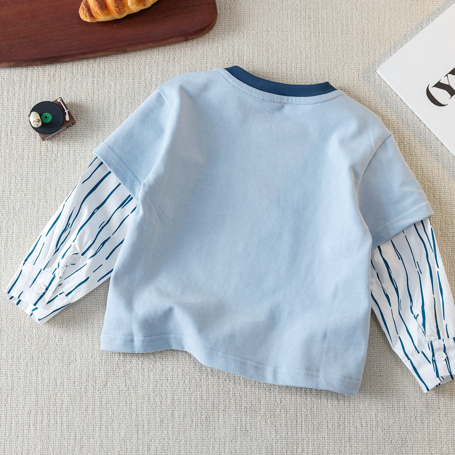 Kids Dog Stripes Faux Two-Piece T-shirt