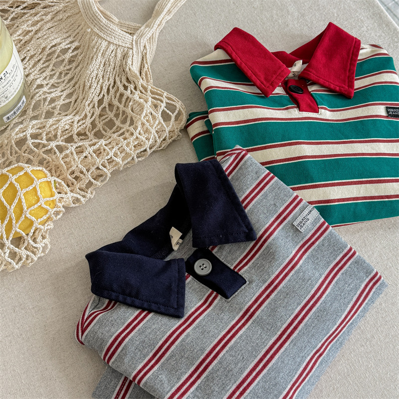 Kids Stripe Lapel T-shirt