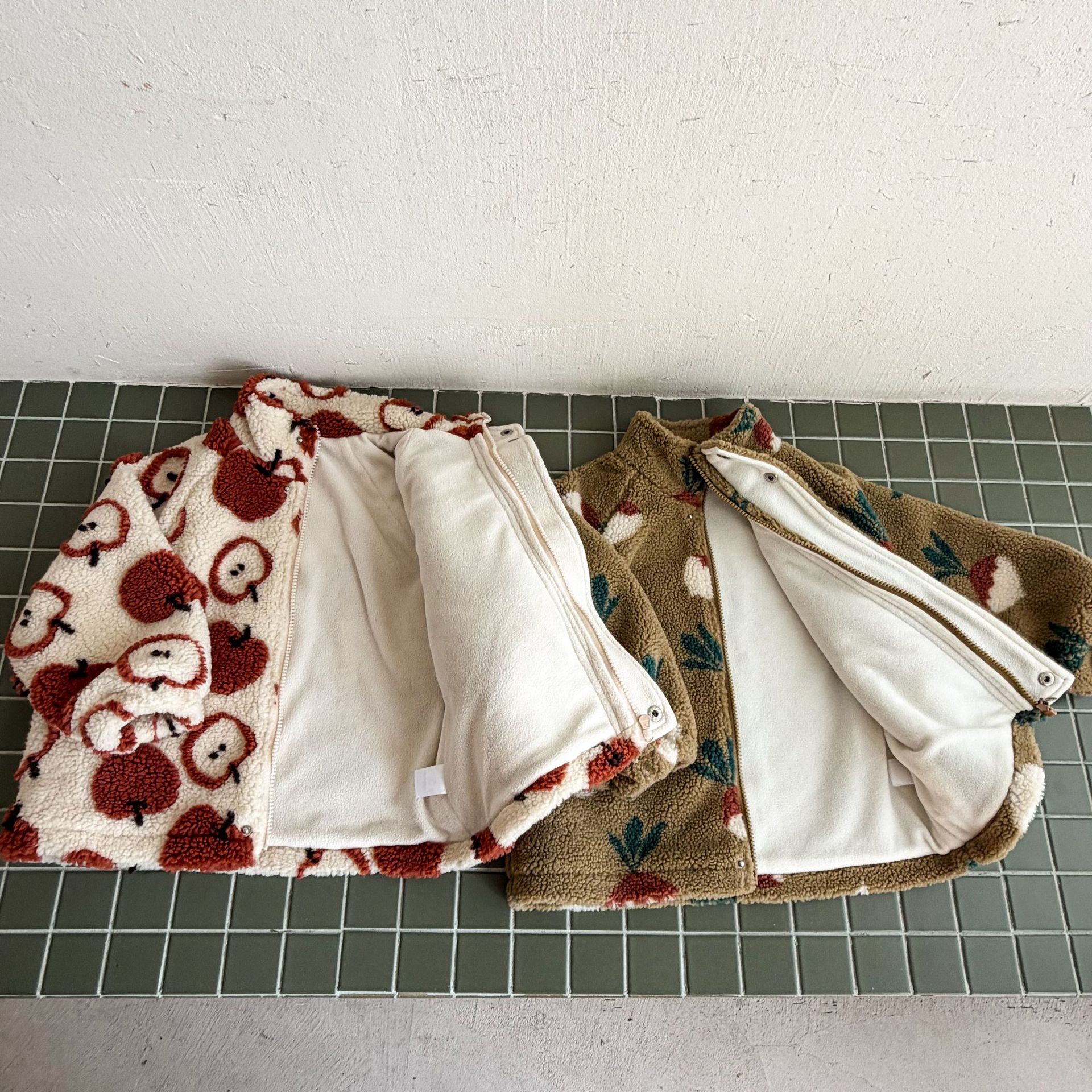 Kids Fruit Food Print Lambswool Outerwear