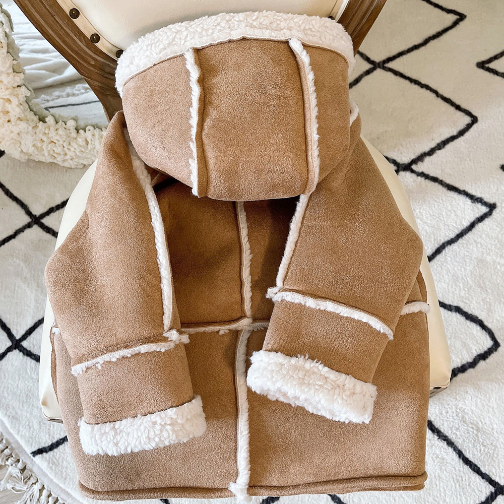Kids Retro Fleece Lined Lambswool Hooded Outerwear