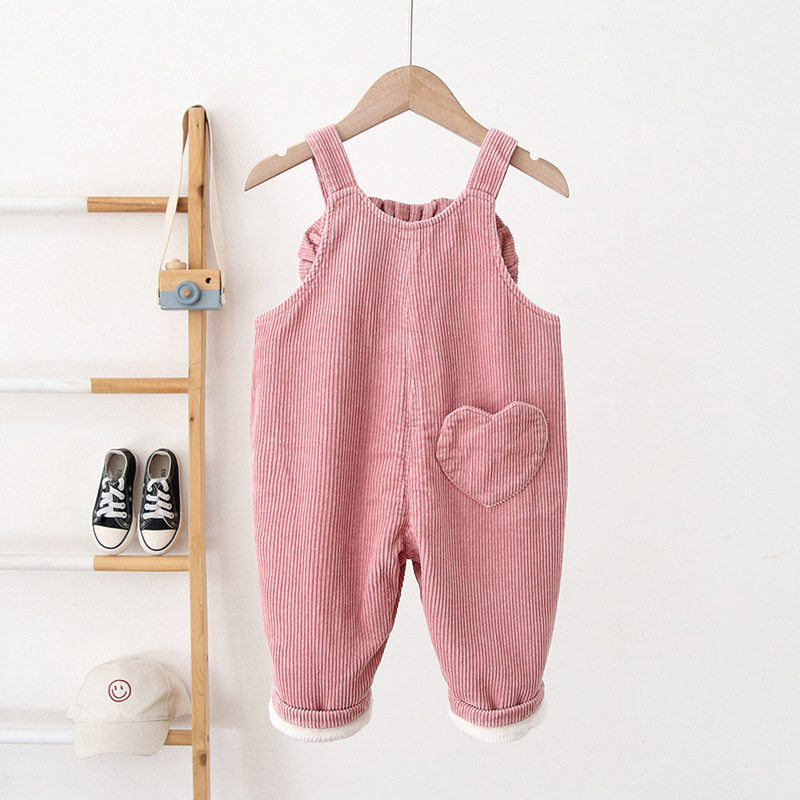 Baby Toddler Heart Fleecing Overalls