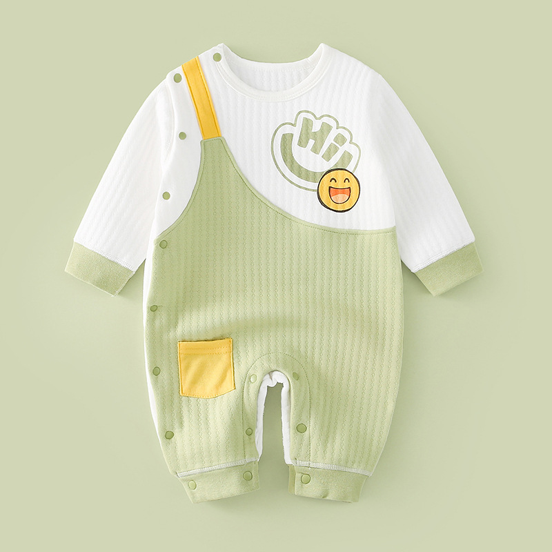 HI Baby Newborn Smiley Quilted Romper