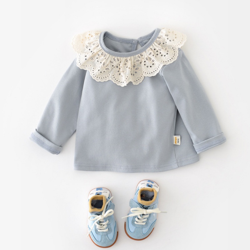 Baby Girl Lace Trim Long Sleeve Top T-Shirt