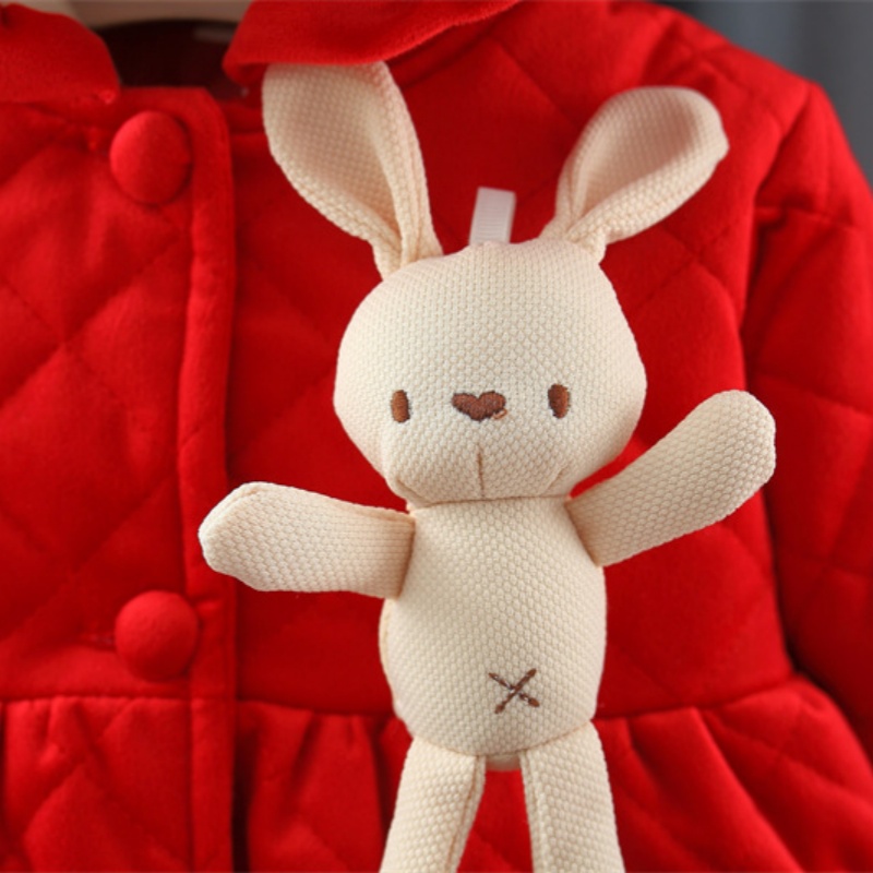 Toddler Girl Rabbit Pendant Padded Hooded Jacket