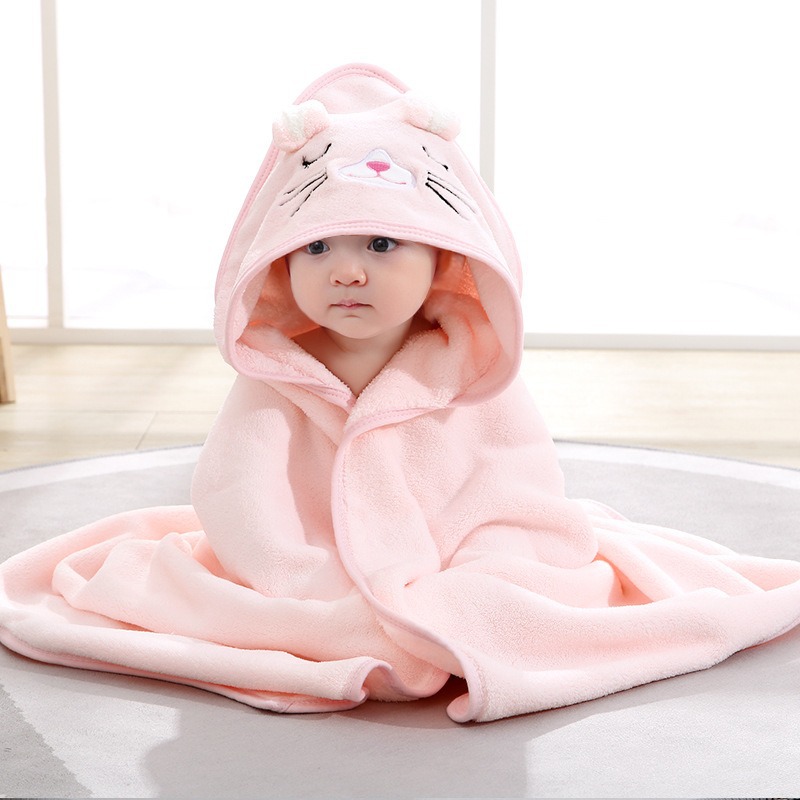 Baby Toddler Cartoon Embroidery Bath Towel Cape
