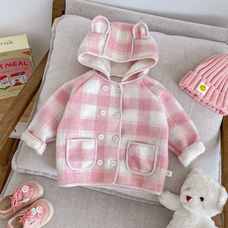 Baby Toddler Pink Girls Plaid Padded Coat