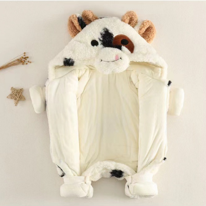 Baby Newborn Warm Cow Romper