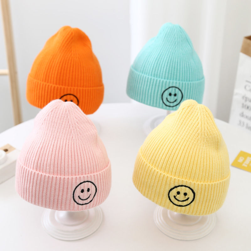 Baby Solid Color Smiley Knit Hat