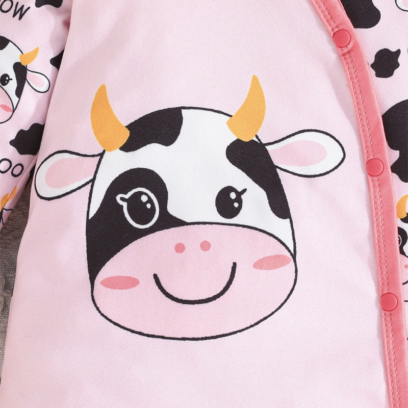 Baby Girl Pink Cow Print Romper (Free Hairband)